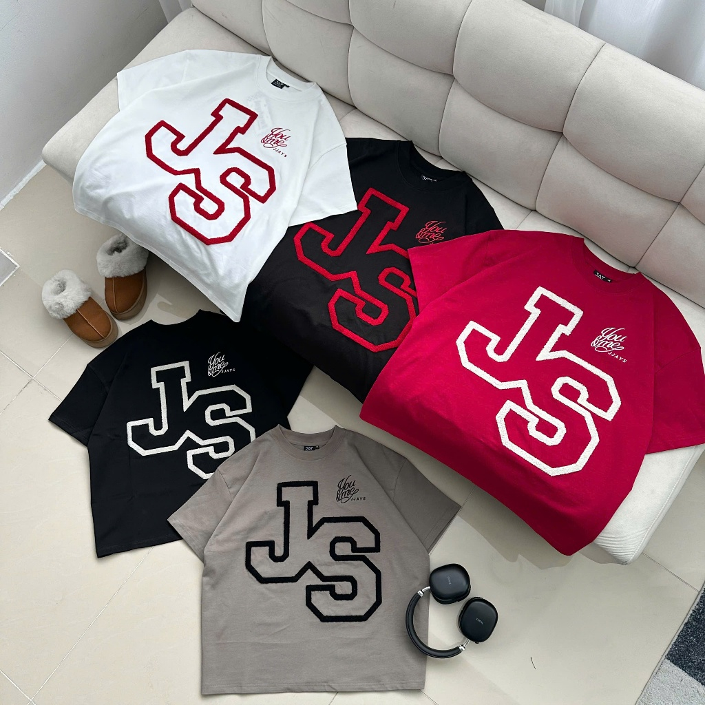 JS tee BOXY - Áo thun cổ tròn Thêu xù JS form rộng nam nữ unisex 🖤 Áo phông boxy Brand Jaystoree | BigBuy360 - bigbuy360.vn
