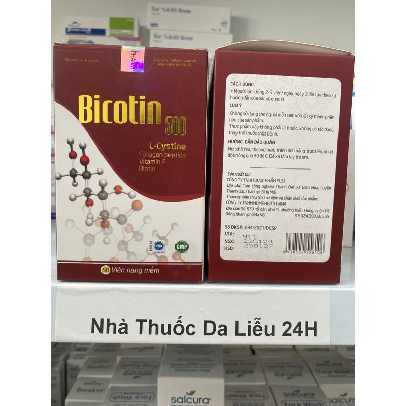 Viên Uống Bicotin 500mg, Giúp Làm Đẹp Da, Đẹp Tóc, Ngăn Ngừa Lão Hóa Da - Hộp 60 Viên