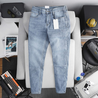 Quần jean nam xanh nhạt tôn dáng chất bò cao cấp ống ôm slimfit xuất xịn co giãn
