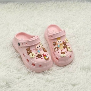  Dép sục cho bé gái đế bánh mỳ cao 3cm dép cross trẻ em TẶNG kèm sticker dễ thương  317  