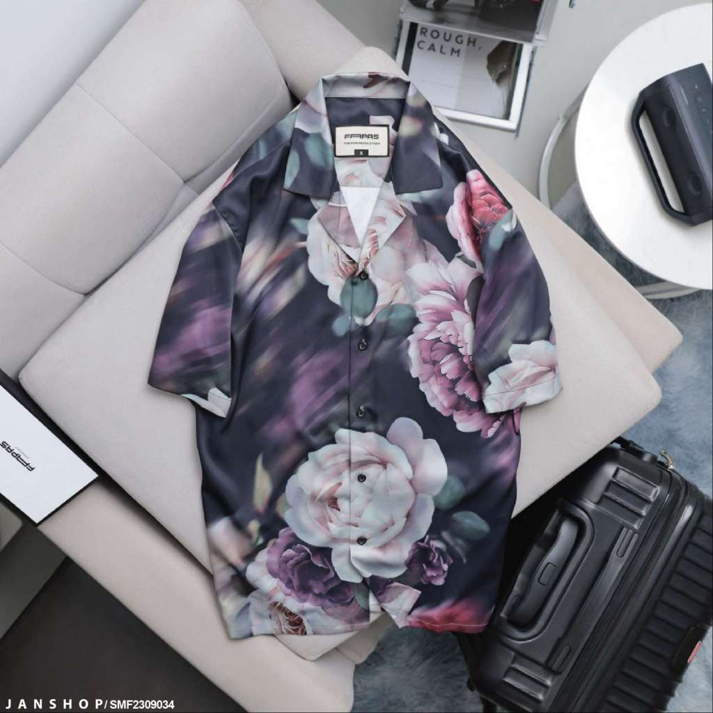 JANSHOP Áo Sơ Mi Tay Ngắn Nam Relaxed Rose Chất Chun Chéo Mềm Mại Thoáng Mát, Nam Tính, Lịch Lãm