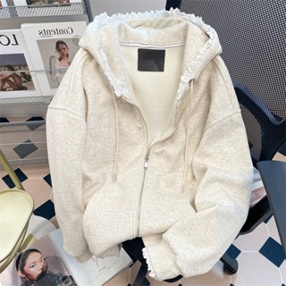 (sẵn ) Áo Khoác Hoodie Zip Cotton Lót Nỉ Lông Cáo Thêu Nơ From Rộng Có Size M-2XL