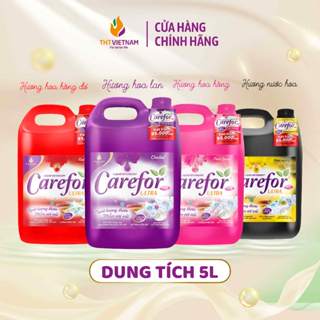 Nước giặt xả vải quần áo thơm lâu Carefor chính hãng 4 mùi hương giặt máy giặt tay can 5L