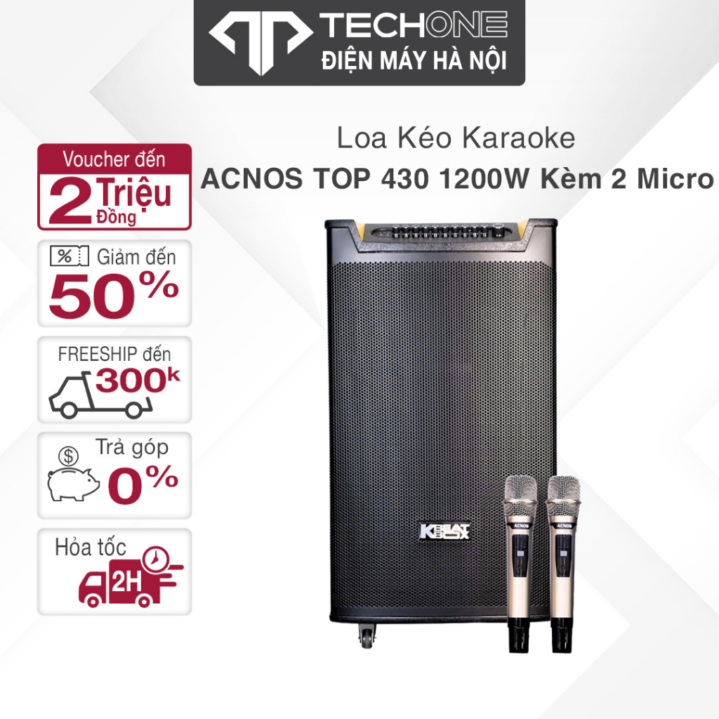  Loa Kéo Karaoke ACNOS TOP 430 Công Suất 1200W Bass 40cm Kèm 2 Micro hàng chính hãng - bảo hành 12 tháng 