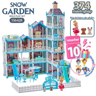 Nhà Búp Bê Cỡ Lớn Búp bê barbie Lâu đài tuyết, biệt thự công chúa tuyết Đồ chơi bé gái quà tặng toy
