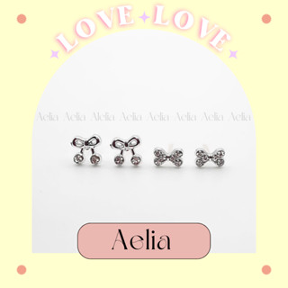 Bông Tai Nhựa Nơ B03 Màu Bạc Nữ Dễ Thương Thời Trang Không Kích Ứng Da Không Ngứa Đeo Hằng Ngày Đeo Giữ Lỗ Xỏ Aelia