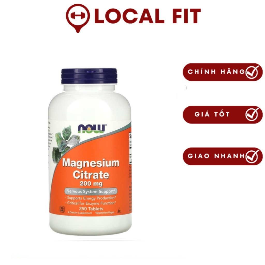 NOW MAGNESIUM CITRATE 200MG Hỗ Trợ Mi ễn Dịch và Cải Thiện Quá Trình Tiêu Hóa 250 VIÊN tại wheydatca