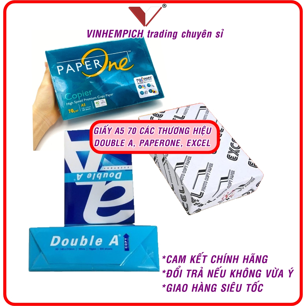 Giấy A5 Double A và các loại giấy in photocopy khác