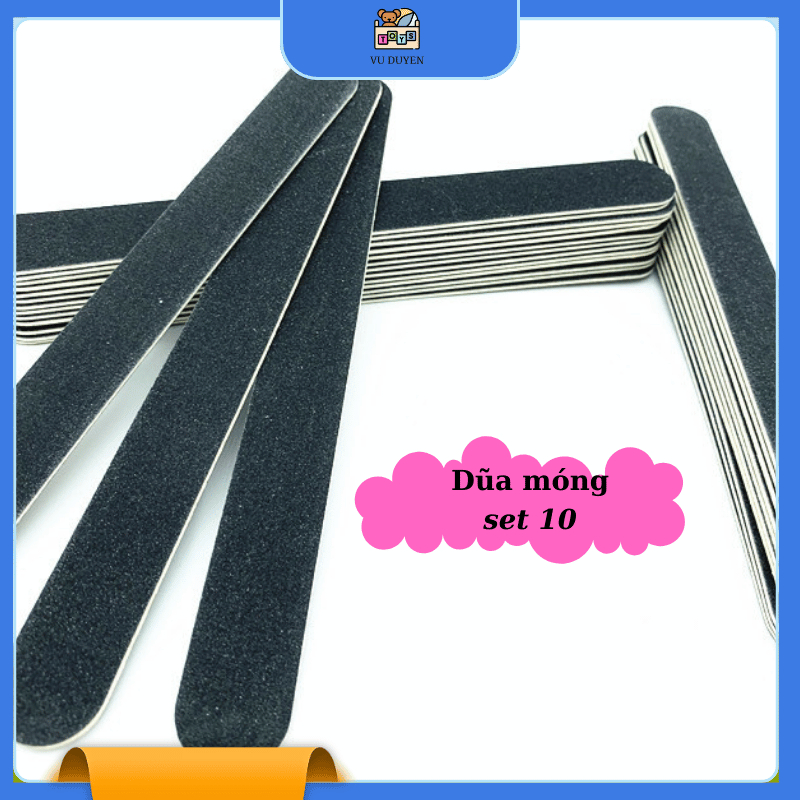 Set 10 cây dũa móng giấy đen mịn dài 13cm