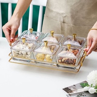 Khay Đựng Mứt Tết Thủy Tinh 6 Ngăn Đựng Bánh Kẹo Mứt Tết Hạt Dưa Sang Trọng