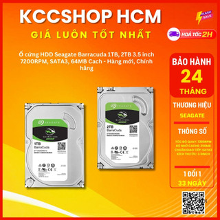 Ổ cứng HDD Seagate Barracuda 1TB, 2TB 3.5 inch 7200RPM, SATA3, 64MB Cache - Chính hãng 24 Tháng