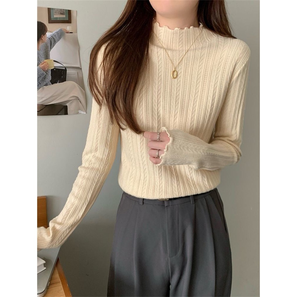 Áo Len Giữ Nhiệt Dài Tay, Áo Len Tăm Co Giãn Cổ 3p Sóng Phối Hoạ Tiết Thổ Cẩm Dáng Ôm Body Dễ Phối Hàng Qccc Shopquacam | BigBuy360 - bigbuy360.vn