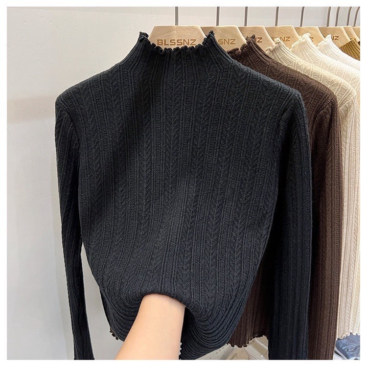 Áo Len Giữ Nhiệt Dài Tay, Áo Len Tăm Co Giãn Cổ 3p Sóng Phối Hoạ Tiết Thổ Cẩm Dáng Ôm Body Dễ Phối Hàng Qccc Shopquacam | BigBuy360 - bigbuy360.vn