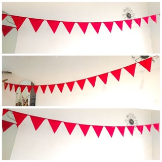  Dây cờ tam giác màu đỏ trơn vải đẹp trang trí Lễ Tết Lều camping Picnic trang trí quán cafe dây cờ 3,8m 