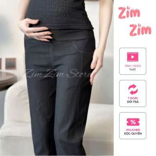 Quần Bò Bầu Zimzim Dáng Baggy Hàng Loại 1 Chất Bò Giấy Cao Cấp, Quần Bầu Dáng Công Sở Thoải Mái Thoáng Mát - ZD12