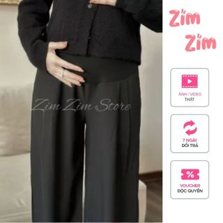  Quần Hachi Công Sở Dáng Ống Rộng Mặc Đi Chơi Đi Làm Có Chun Chỉnh Bụng Dễ Chịu Thoải Mái Cho Mẹ Bầu  43-75kg   ZD14 