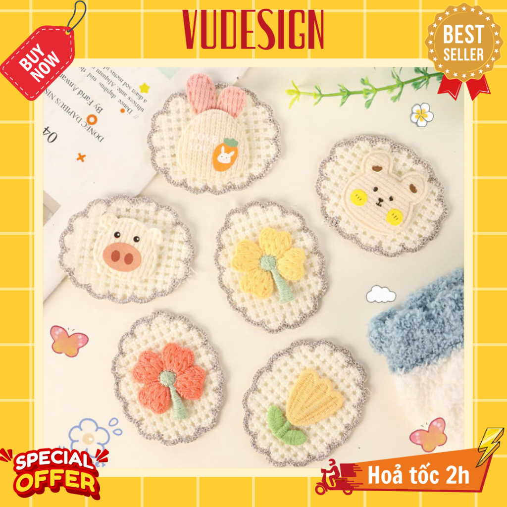 [Không keo] Sticker Vải Ren Thêu Quần Áo Trang Trí Đầm Váy Áo Dài Làm Kẹp Tóc Hoa Vudesign