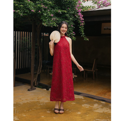 Đầm OLV cổ yếm ren hoa duyên dáng ngọt ngào Rose Lace Dress phù hợp đi chơi