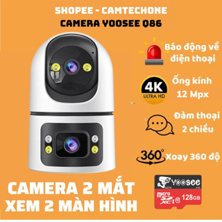 Camera yoosee 2 mắt 2 khung hình - Full HD 12.0M xoay 360 ống kính góc rộng, xem đêm có màu, đàm thoại 2 chiều