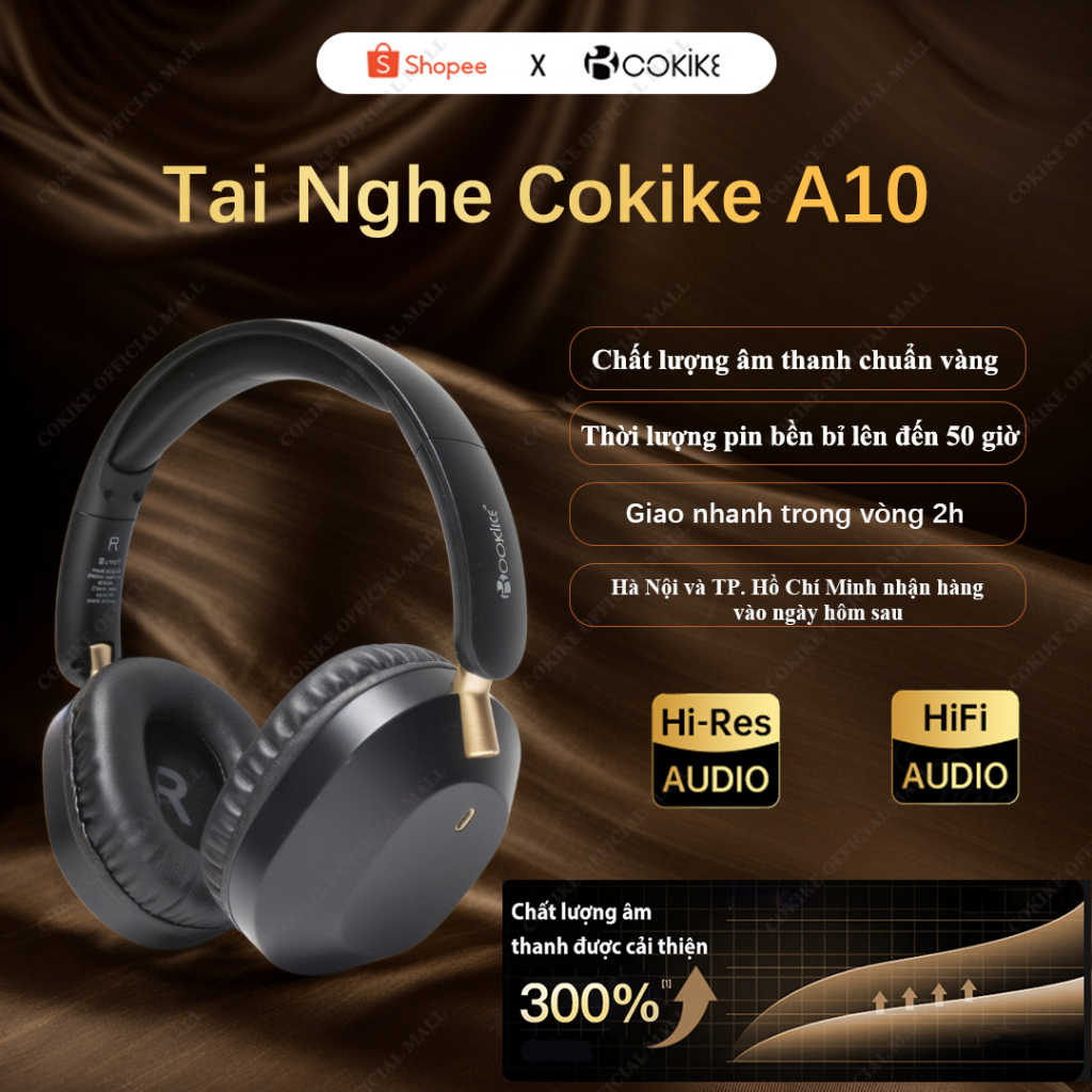 Tai nghe Bluetooth Cokike A10 Chơi game Độ trễ thấp Âm nhạc Giảm tiếng ồn Cảm ứng thông minh Mic Hỗ 