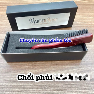 ✅ W Chổi phủi tóc Barber W cao cấp bằng gỗ sang trọng kích thước 15,5cm lông quét 2cm phù hợp cho tiệm tóc và Barber