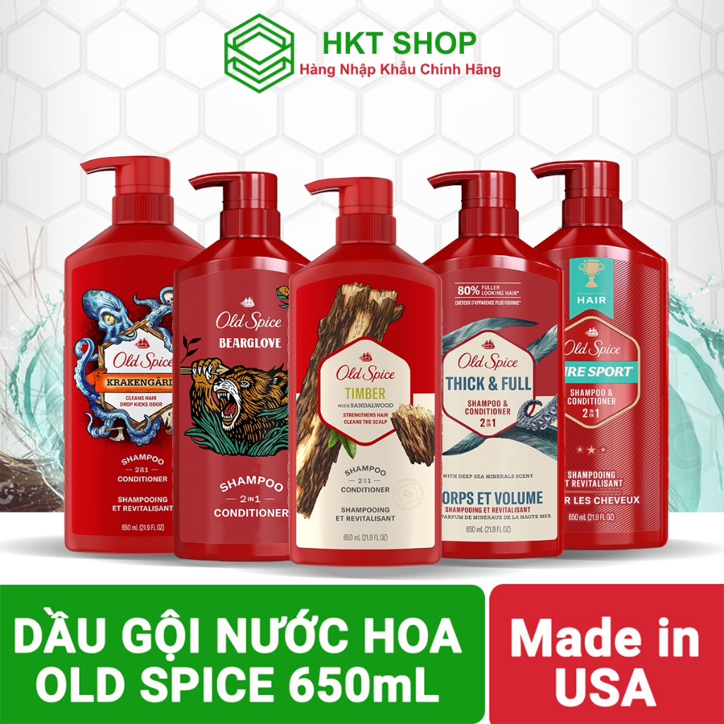 Dầu Gội - Xả OLD SPICE 2in1 Hương Nước Hoa Cho Nam - HKT Shop