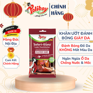Khăn Ướt Lau Giày, Đánh Bóng Bốt Da POLIBOY Làm Sạch Túi Da, Tẩy Mốc Giầy Da, Chống Nấm Mốc, Dưỡng Túi Da, Gói 10 Tờ