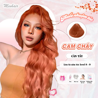 Thuốc nhuộm tóc Cam, Thuốc nhuộm tóc Cam Cháy, MinHair tặng kèm oxy trợ dưỡng và bao tay