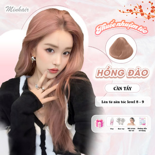  Thuốc nhuộm tóc Hồng Thuốc nhuộm tóc màu Hồng Đào Minhair tặng kèm oxy trợ dưỡng và bao tay 