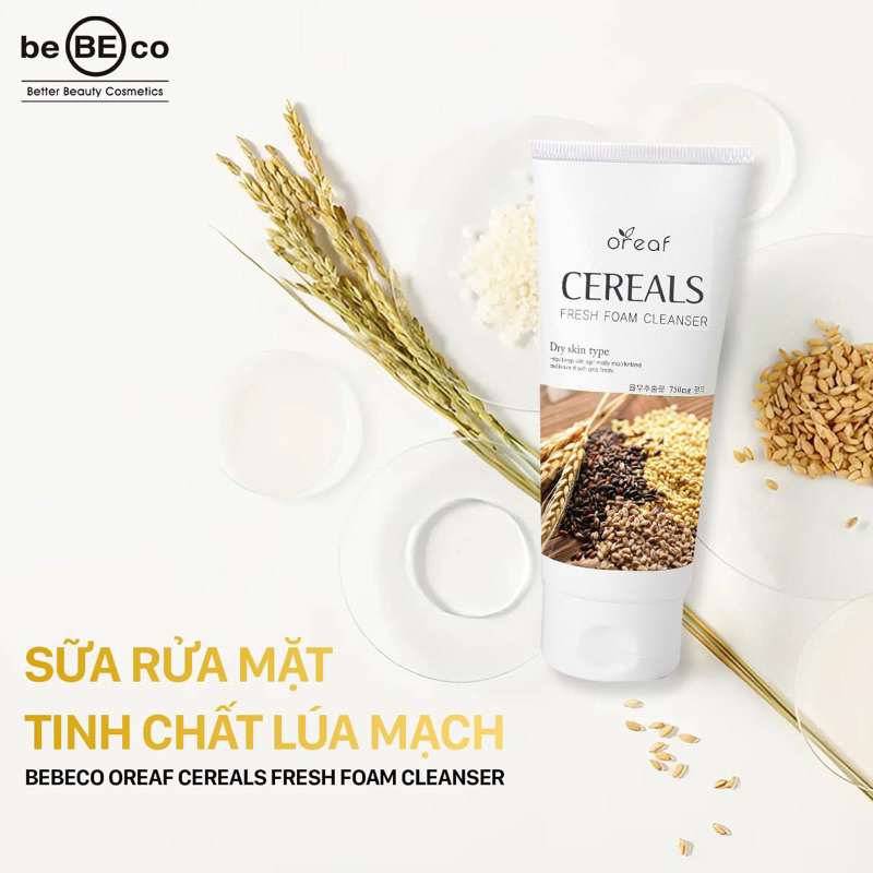 Sữa rửa mặt làm trắng da lúa mạch Bebeco