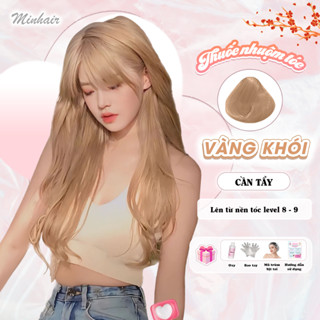Thuốc nhuộm tóc màu Vàng, thuốc nhuộm tóc Vàng Khói Minhair tặng kèm oxy trợ dưỡng và bao tay