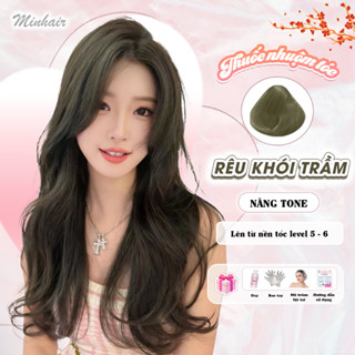 Thuốc nhuộm tóc, thuốc nhuộm tóc Rêu Khói Trầm, MINHAIR, tặng kèm oxy trợ dưỡng và bao tay