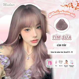 Thuốc nhuộm tóc Tím, thuốc nhuộm tóc màu Tím Sữa MINHAIR tặng kèm oxy trợ dưỡng và bao tay