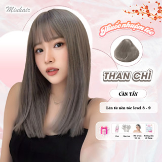 Thuốc nhuộm tóc màu Than Chì, tặng kèm oxi trợ dưỡng và bao tay Minhair