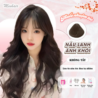 Thuốc nhuộm tóc màu Nâu Lạnh Ánh Khói, Không tẩy, Kèm Oxy Trợ Nhuộm, Trùm Tóc và Bao Tay MIN.HAIR