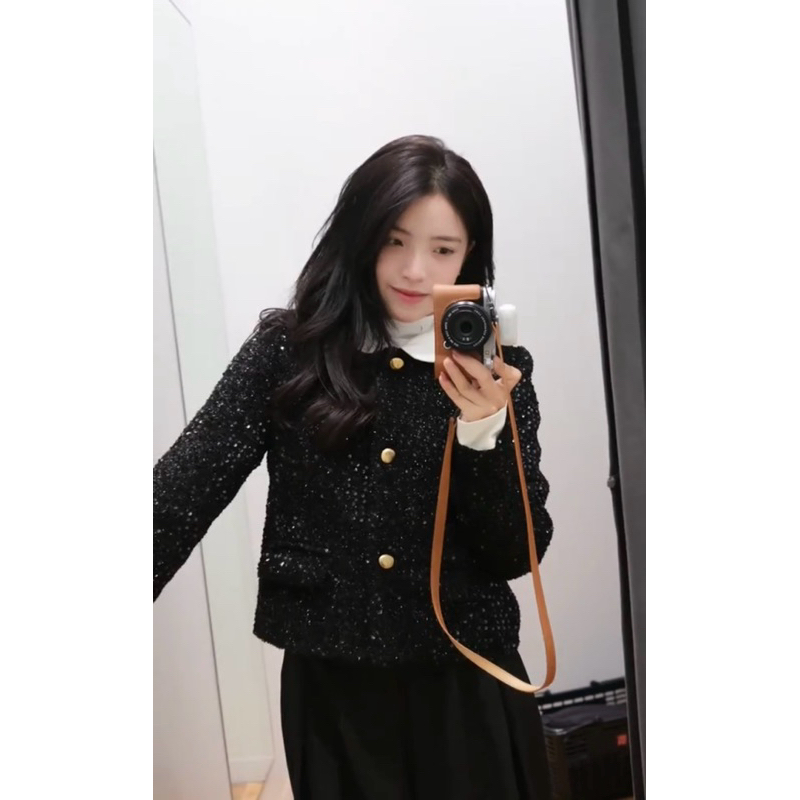 THE2001STORE | Áo khoác dạ kim tuyến bling bling phối cổ tháo rời phong cách thời trang Hàn Quốc