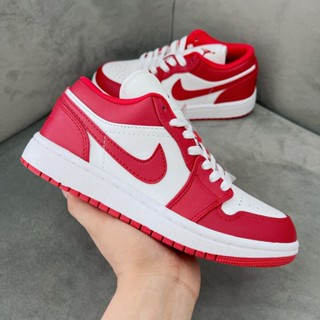 Giày thể thao Sneaker nam nữ Jordan 1 Low trắng đỏ cực hot, JD 1 Low Gym Red White Cổ Thấp Full BOX+BILL