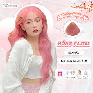  Thuốc nhuộm tóc màu Hồng thuốc nhuộm tóc màu Hồng Pastel MINHAIR tặng kèm oxy trợ dưỡng và bao tay 