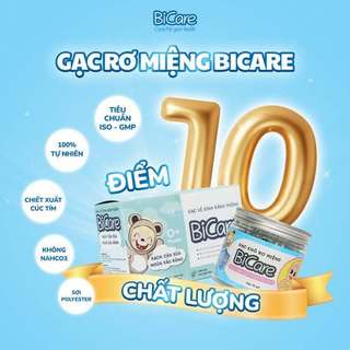 Gạc Rơ Lưỡi Thuần Chay BiCare - Gói Tẩm Ẩm Vệ Sinh Răng Miệng Cho Bé Từ Sơ Sinh, Hộp 10 gói