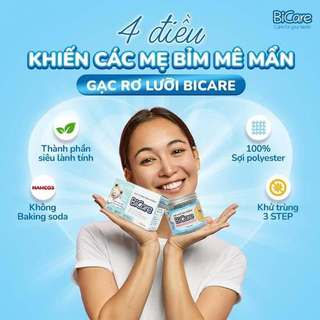 Gạc Rơ Lưỡi Thuần Chay BiCare - Gói Tẩm Ẩm Vệ Sinh Răng Miệng Cho Bé Từ Sơ Sinh, Hộp 10 gói