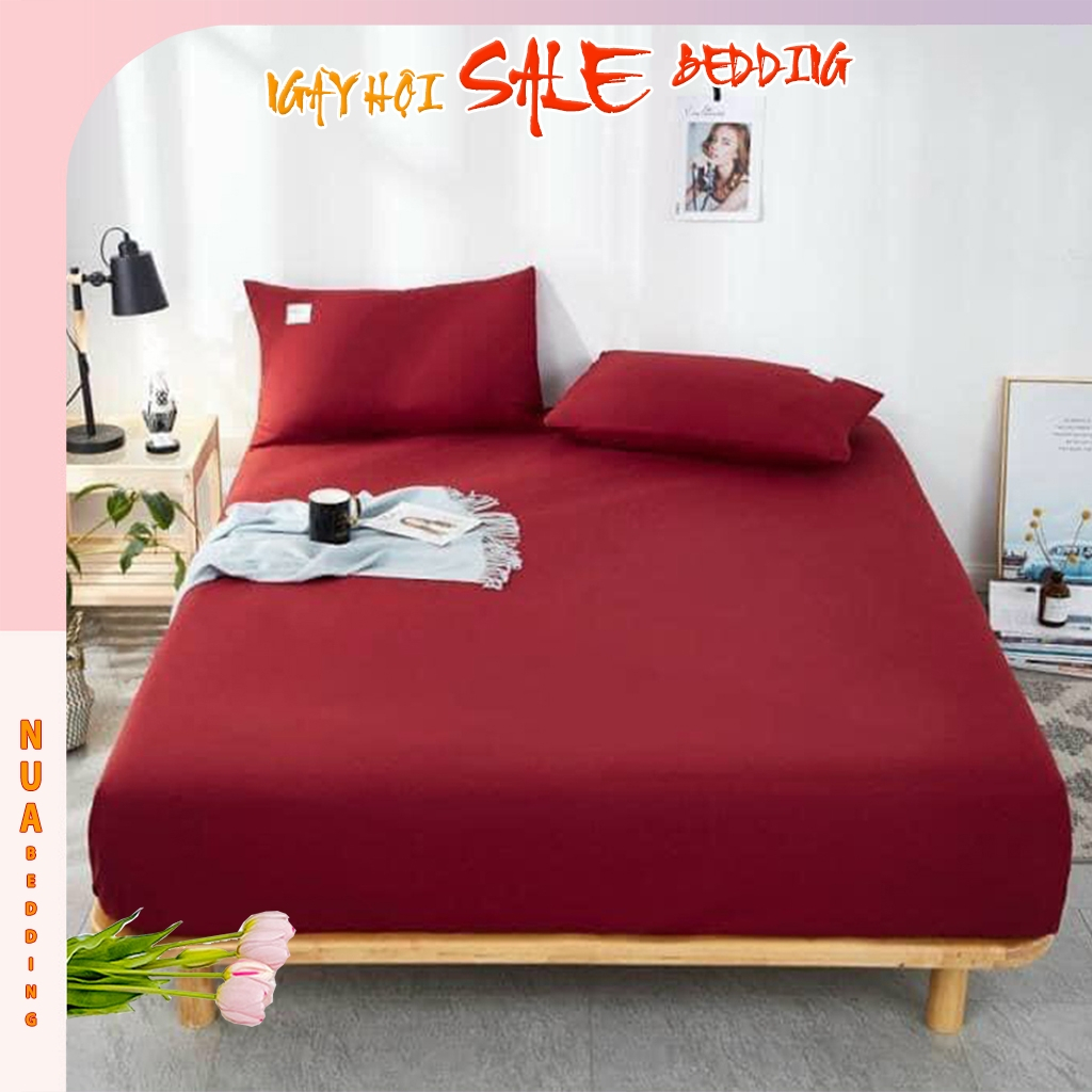 Ga giường 1m2 màu trơn cho giường đơn, ga giường 1m8x2m Cotton Tici Hàn Quốc cho bé cùng bố mẹ