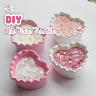 SET DIY Nến Thơm Trái Tim Siêu Xinh Tự Tay Làm - Quà Tặng Valentine, Quà 8/3 Quốc Tế Phụ Nữ Nến Thơm Tự Làm