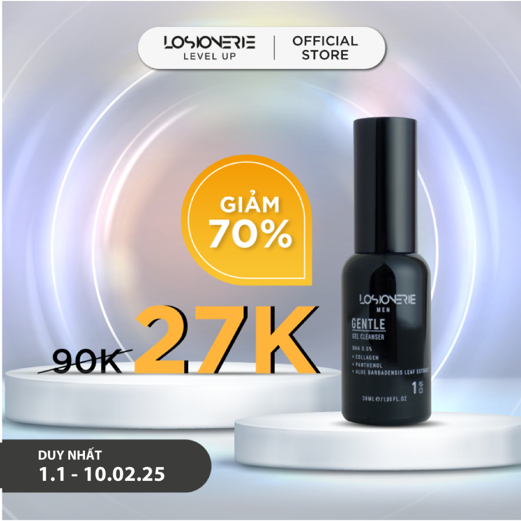 [MUA 1 TẶNG 1] HSD:8/2026 Sữa rửa mặt chứa BHA giúp làm sạch vượt trội và tẩy tế bào chết Losionerie Men 30ml.