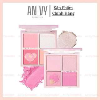 [XIXI] Phấn má hồng XIXI 4 ô kết hợp lì và nhũ highlight bền màu - phấn má xi xi má hồng xixi phấn mắt xixi