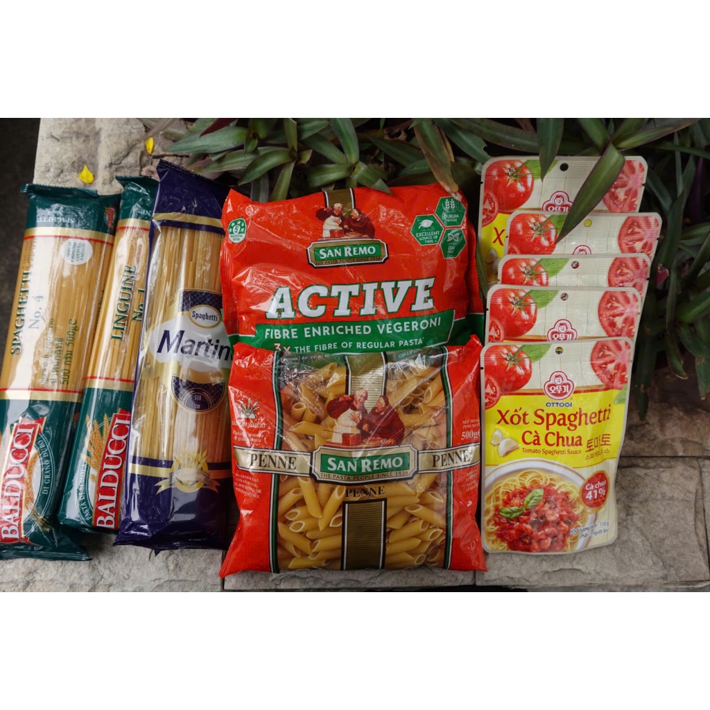 COMBO 2 Balducci 500Gr + 1 Martino 500Gr + 1 Nui xoắn 500Gr + 1 Nui Rau củ 380Gr + 5 Sốt 110GR
