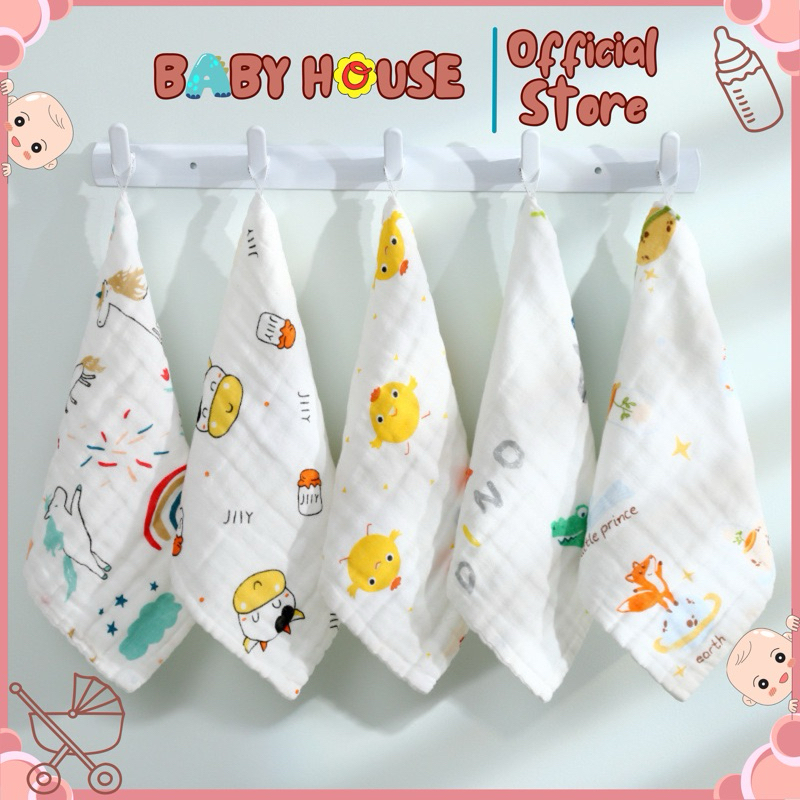 set 5 chiếc khăn sữa nhăn 6 lớp