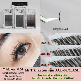 Mi Trụ Katun chập 6-7 sợi sẵn dày 0.07 hộp mix SIZE (14-20) (12-15)(8-13mm)_mi trụ chập sợi sẵn - Thúy Hà