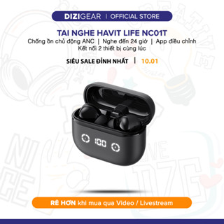 Tai Nghe TWS HAVIT LIFE NC01T, BT 5.4, 4 Mic ENC + ANC Hỗ Trợ Đàm Thoại, Độ Trễ 55ms, Có App Kết Nối - Hàng Chính Hãng