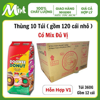   Thùng 10 Túi_giá sỉ  Bánh DOOWEE DONUT sô cô la nhiều vị  Gồm 120 cái nhỏ . Shop Mint Mint. 
