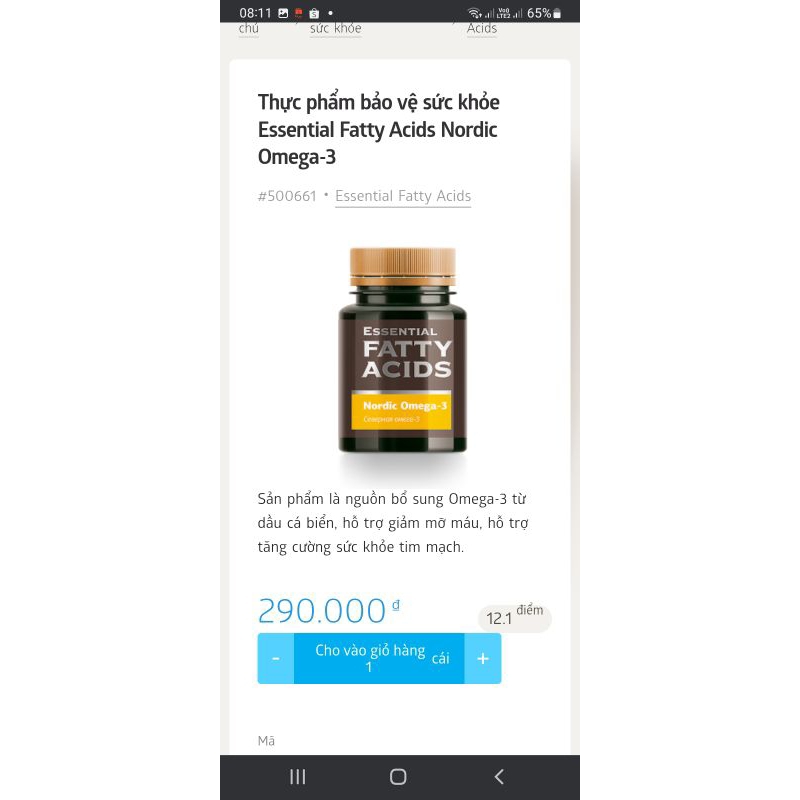 Thực phẩm bảo vệ sức khỏe Essential Fatty Acids Nordic Omega-3
